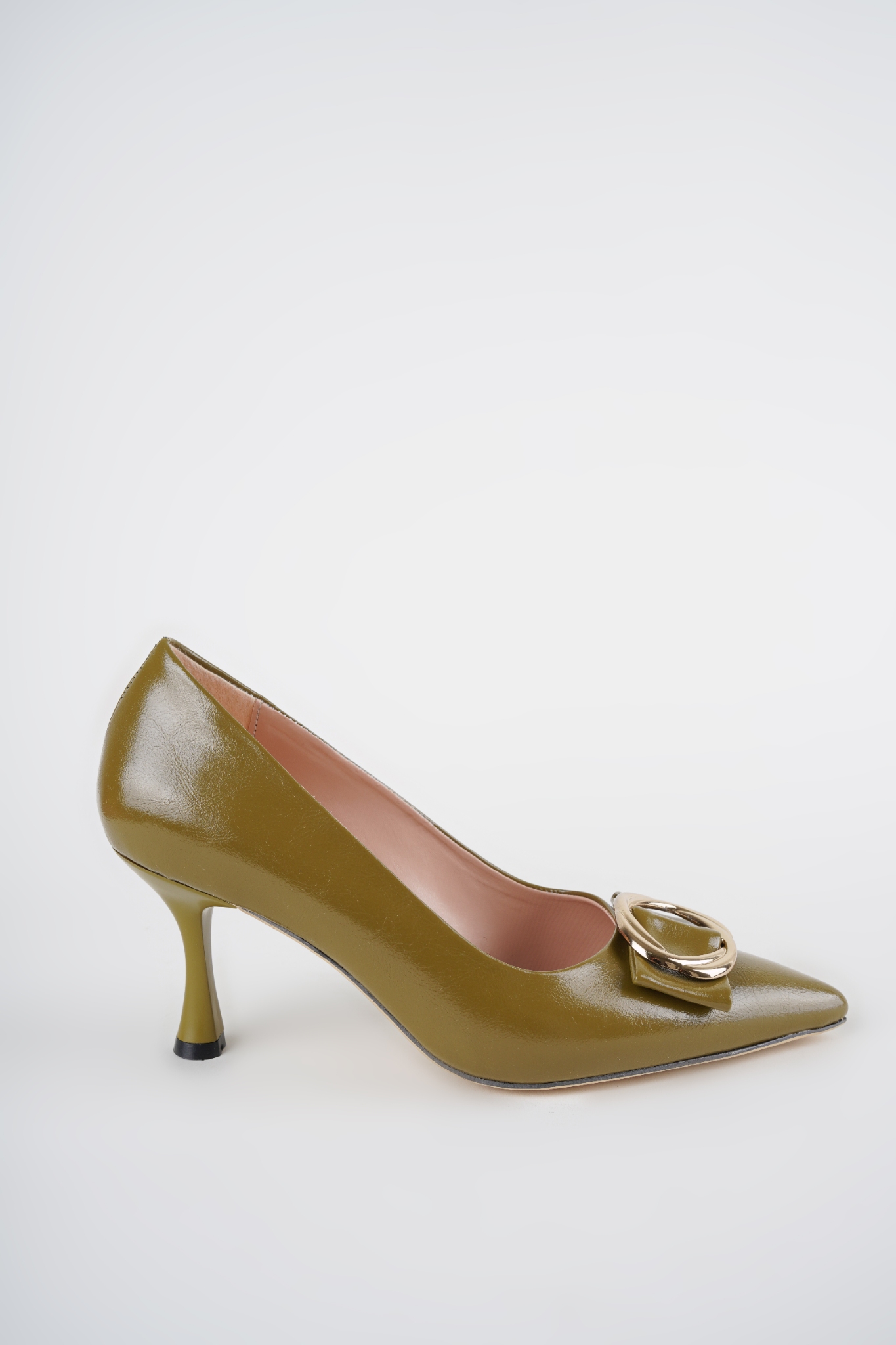 Elisya Oli Yeşili Kırışık Parlak Cilt Gold Detaylı Topuklu Stiletto Elisya Oli Yeşili Kırışık Parlak Cilt Gold Detaylı Topuklu Stiletto