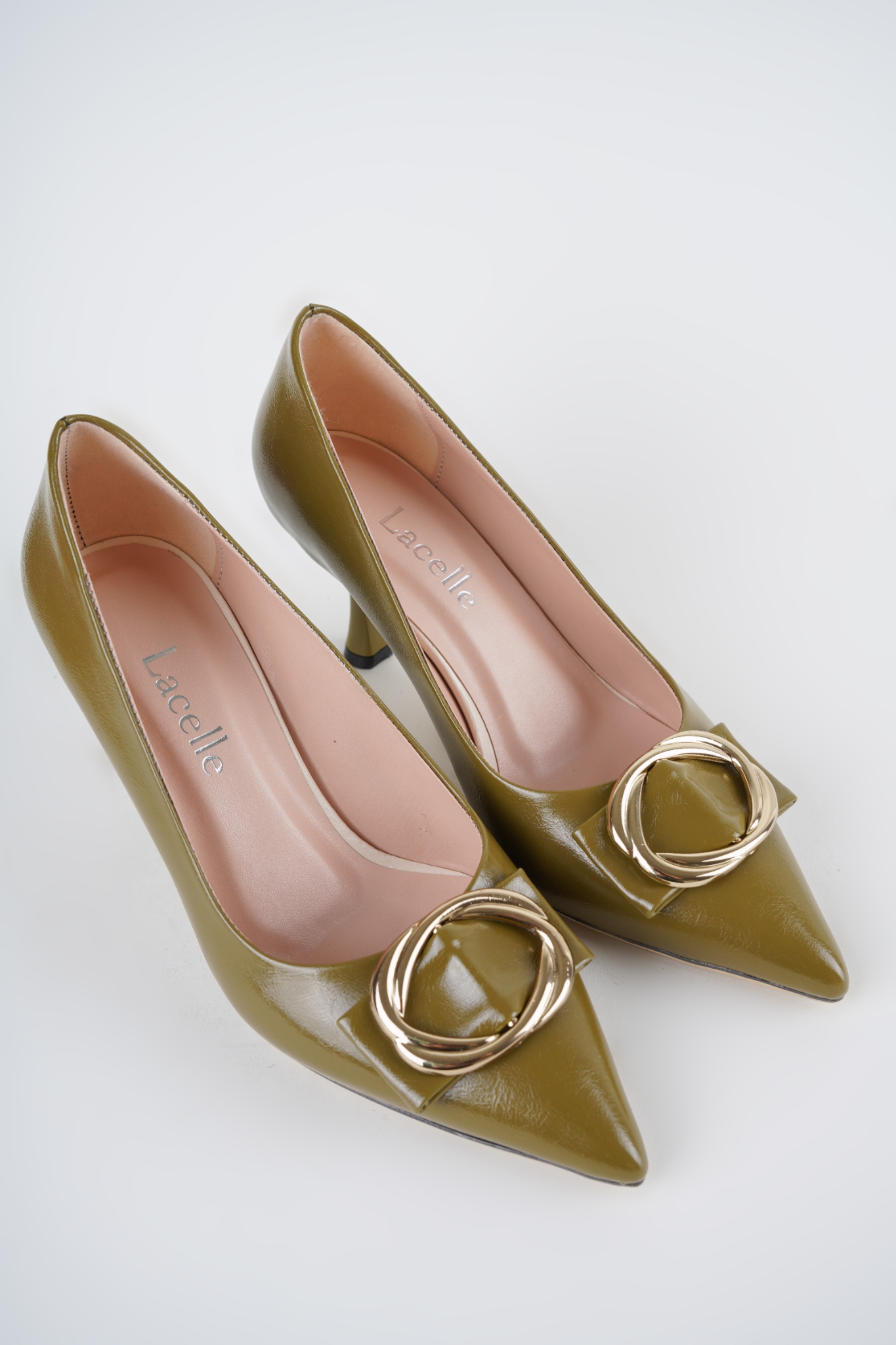 Elisya Oli Yeşili Kırışık Parlak Cilt Gold Detaylı Topuklu Stiletto Elisya Oli Yeşili Kırışık Parlak Cilt Gold Detaylı Topuklu Stiletto