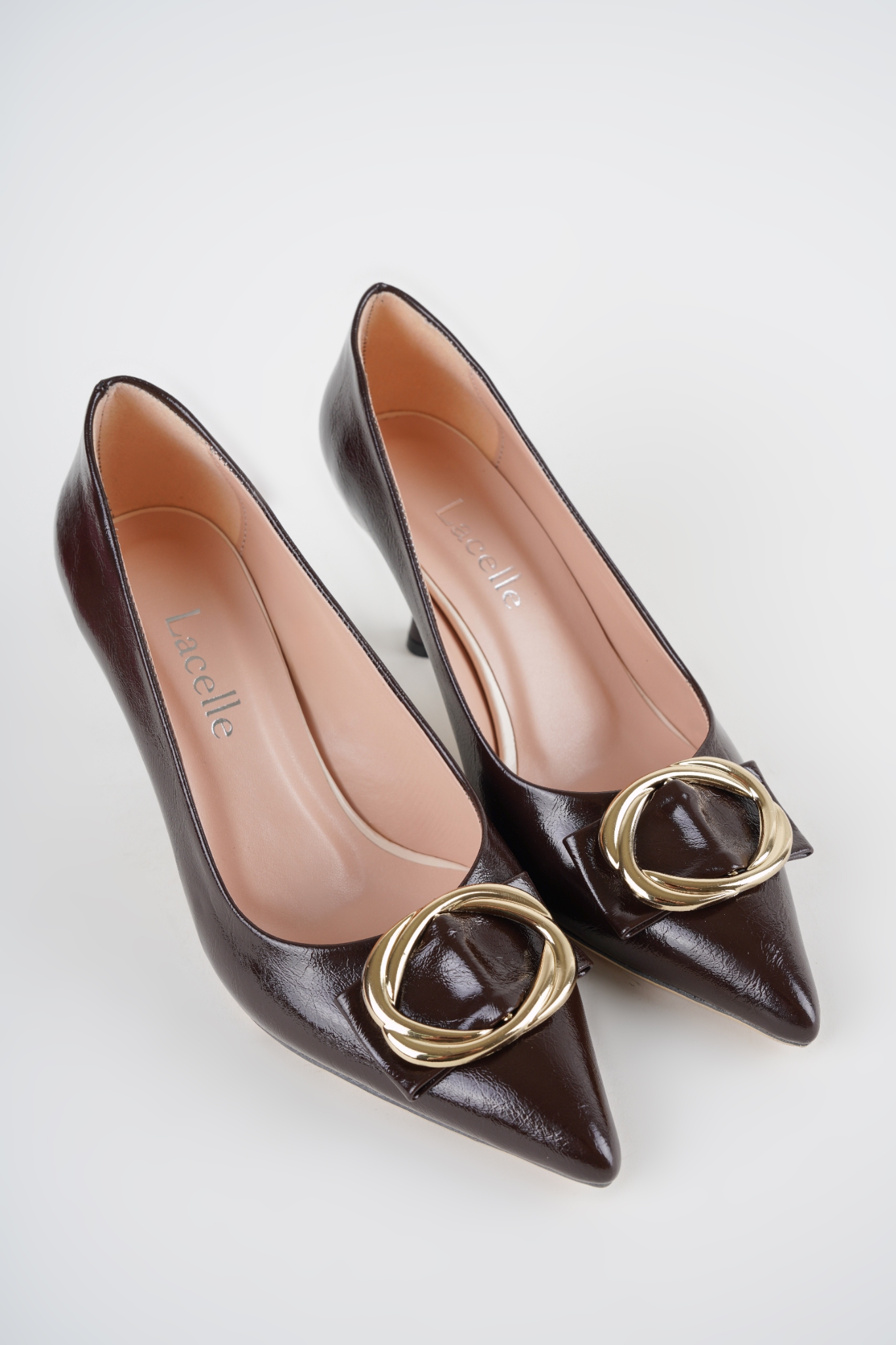 Elisya Kahve Kırışık Parlak Cilt Gold Detaylı Topuklu Stiletto Elisya Kahve Kırışık Parlak Cilt Gold Detaylı Topuklu Stiletto